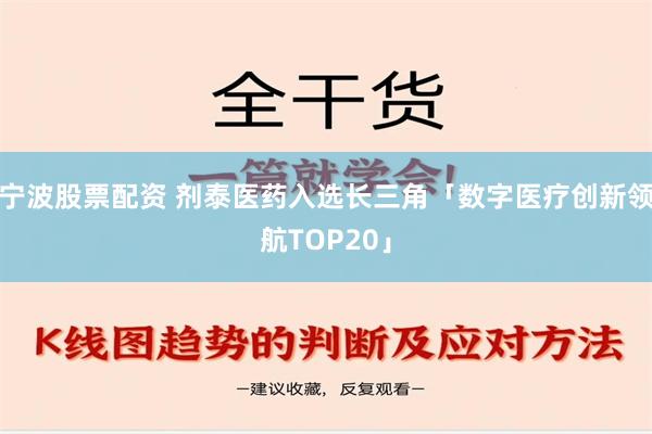 宁波股票配资 剂泰医药入选长三角「数字医疗创新领航TOP20」